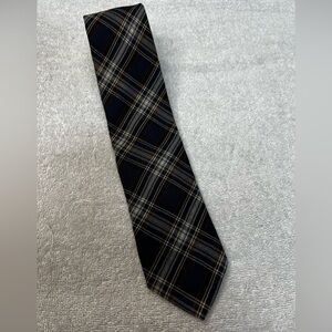 Vintage Pendleton Wool Tartan Tie Mens Necktie Plaid Navy Blue Red Made in USA